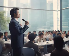 企業の全社会議決算報告会